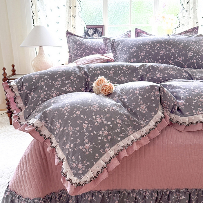 91家纺网 家纺一手货源 找家纺 韩约家纺 2025新款1双层刺绣花边法式床盖款棉麻四件套（全网控价：不低于1.5m139，1.8m144，2.0m149，2.0加大154） 婉婷