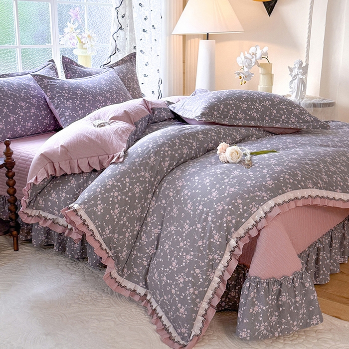 91家纺网 家纺一手货源 找家纺 韩约家纺 2025新款1双层刺绣花边法式床盖款棉麻四件套（全网控价：不低于1.5m139，1.8m144，2.0m149，2.0加大154） 婉婷