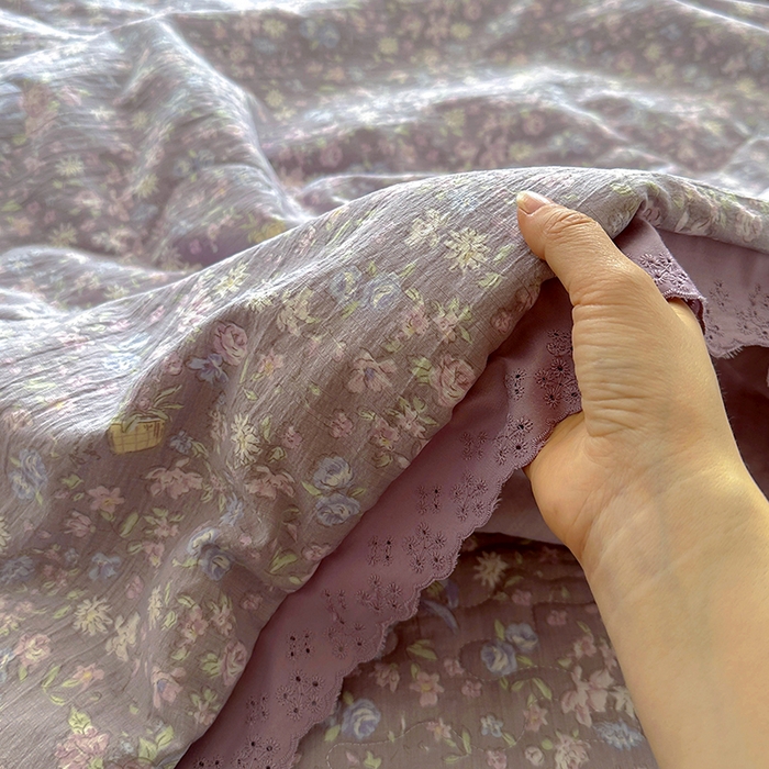 91家纺网 家纺一手货源 找家纺 （总）美梦家纺 2025新款皱皱纱花边夹棉床盖四件套