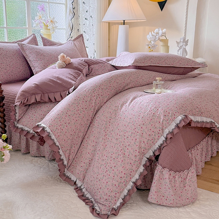 91家纺网 家纺一手货源 找家纺 韩约家纺 2025新款1双层刺绣花边法式床盖款棉麻四件套（全网控价：不低于1.5m139，1.8m144，2.0m149，2.0加大154） 樱樱季