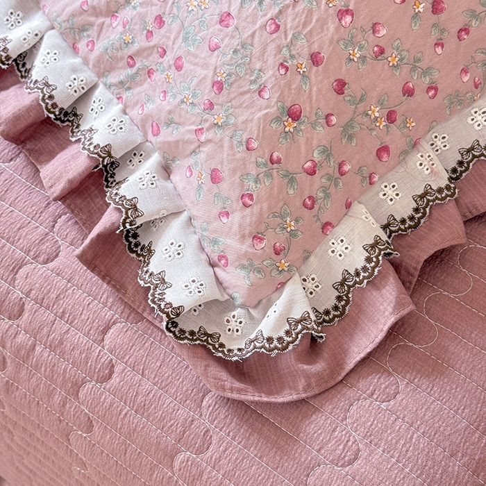 91家纺网 家纺一手货源 找家纺 韩约家纺 2025新款1双层刺绣花边法式床盖款棉麻四件套（全网控价：不低于1.5m139，1.8m144，2.0m149，2.0加大154） 樱樱季