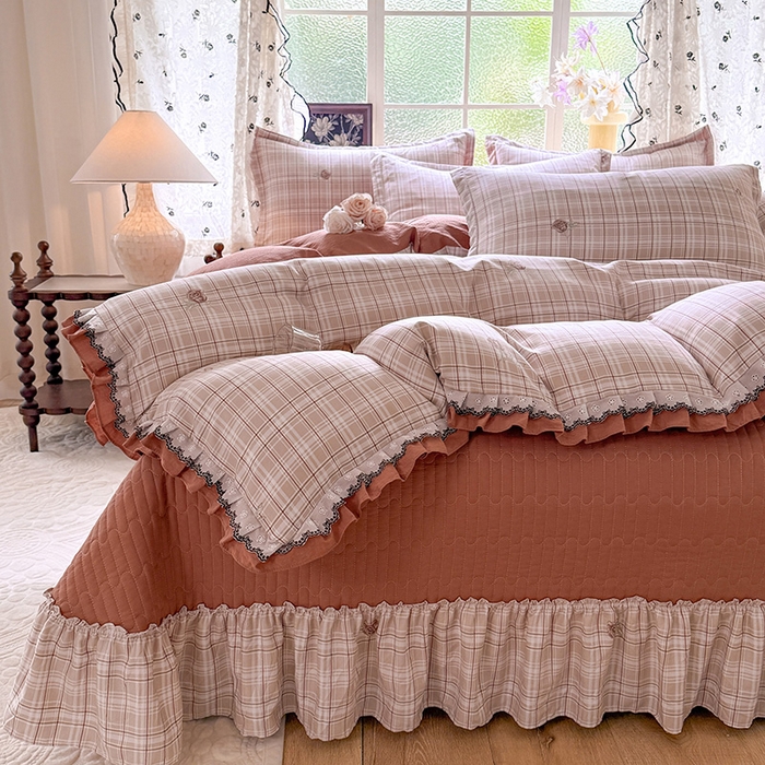 91家纺网 家纺一手货源 找家纺 韩约家纺 2025新款1双层刺绣花边法式床盖款棉麻四件套（全网控价：不低于1.5m139，1.8m144，2.0m149，2.0加大154） 约定