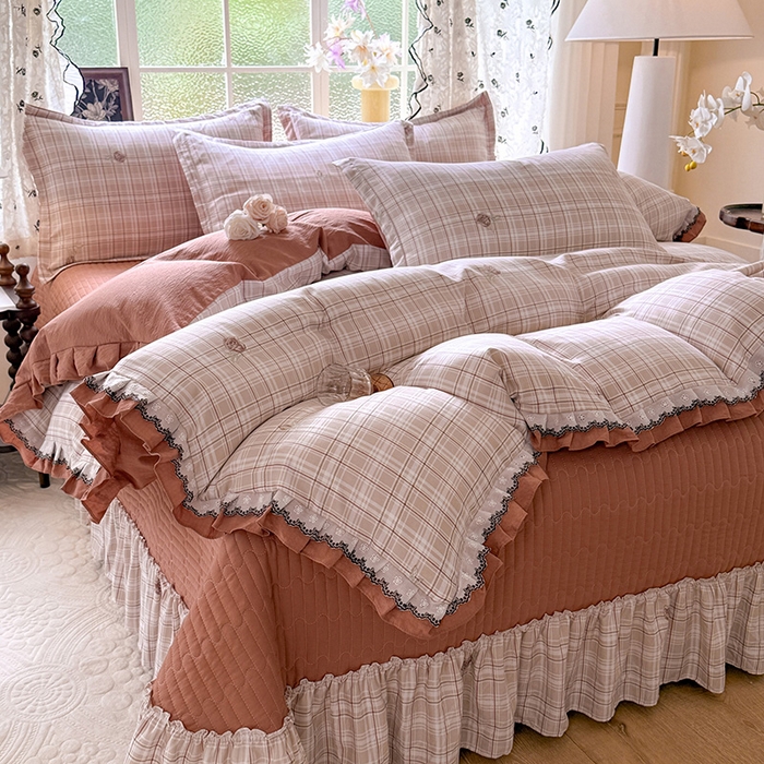 91家纺网 家纺一手货源 找家纺 韩约家纺 2025新款1双层刺绣花边法式床盖款棉麻四件套（全网控价：不低于1.5m139，1.8m144，2.0m149，2.0加大154） 约定