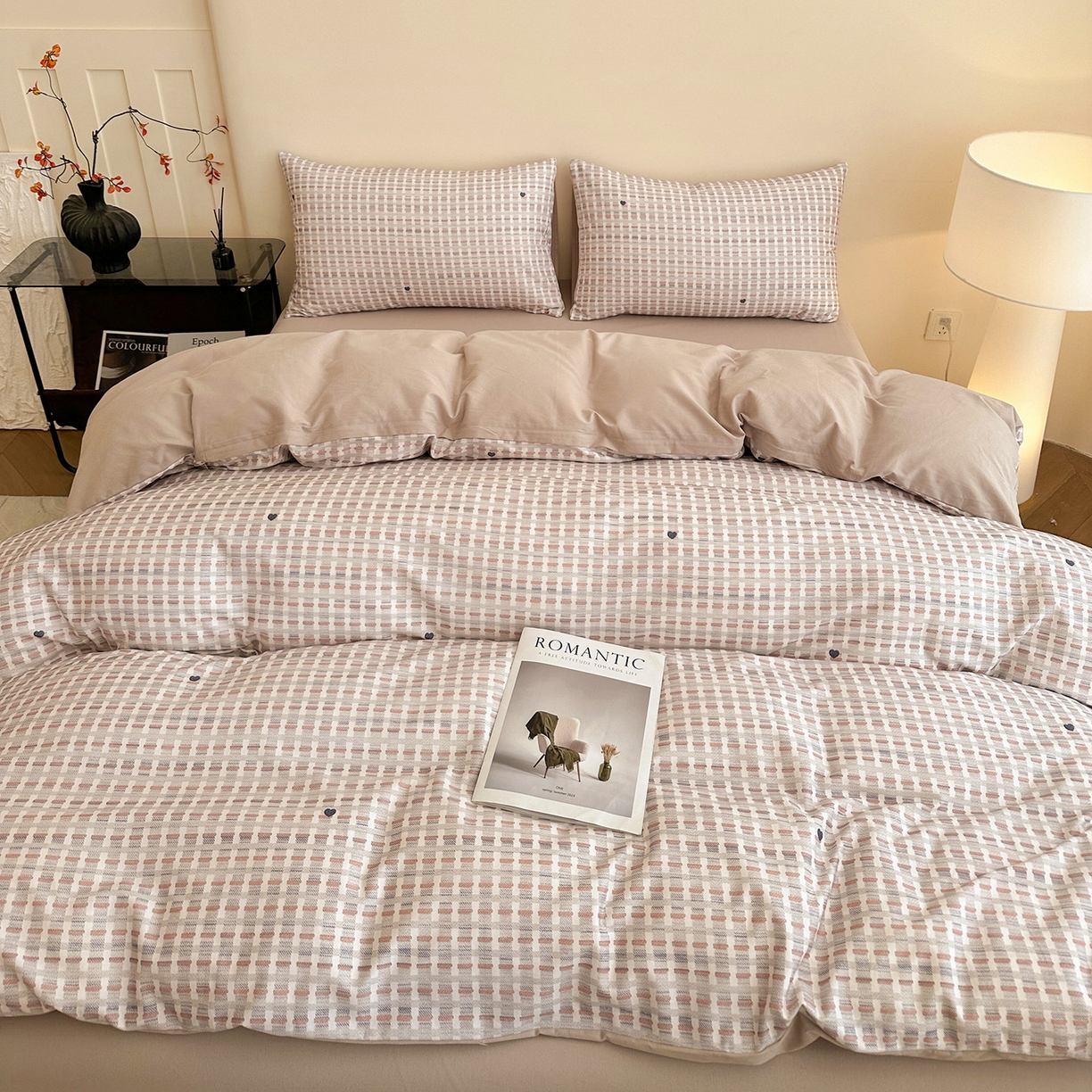 91家纺网 家纺一手货源 找家纺 捌月 2025新款A类数码印花北欧风全棉加厚磨毛四件套直播新品 瑞丽