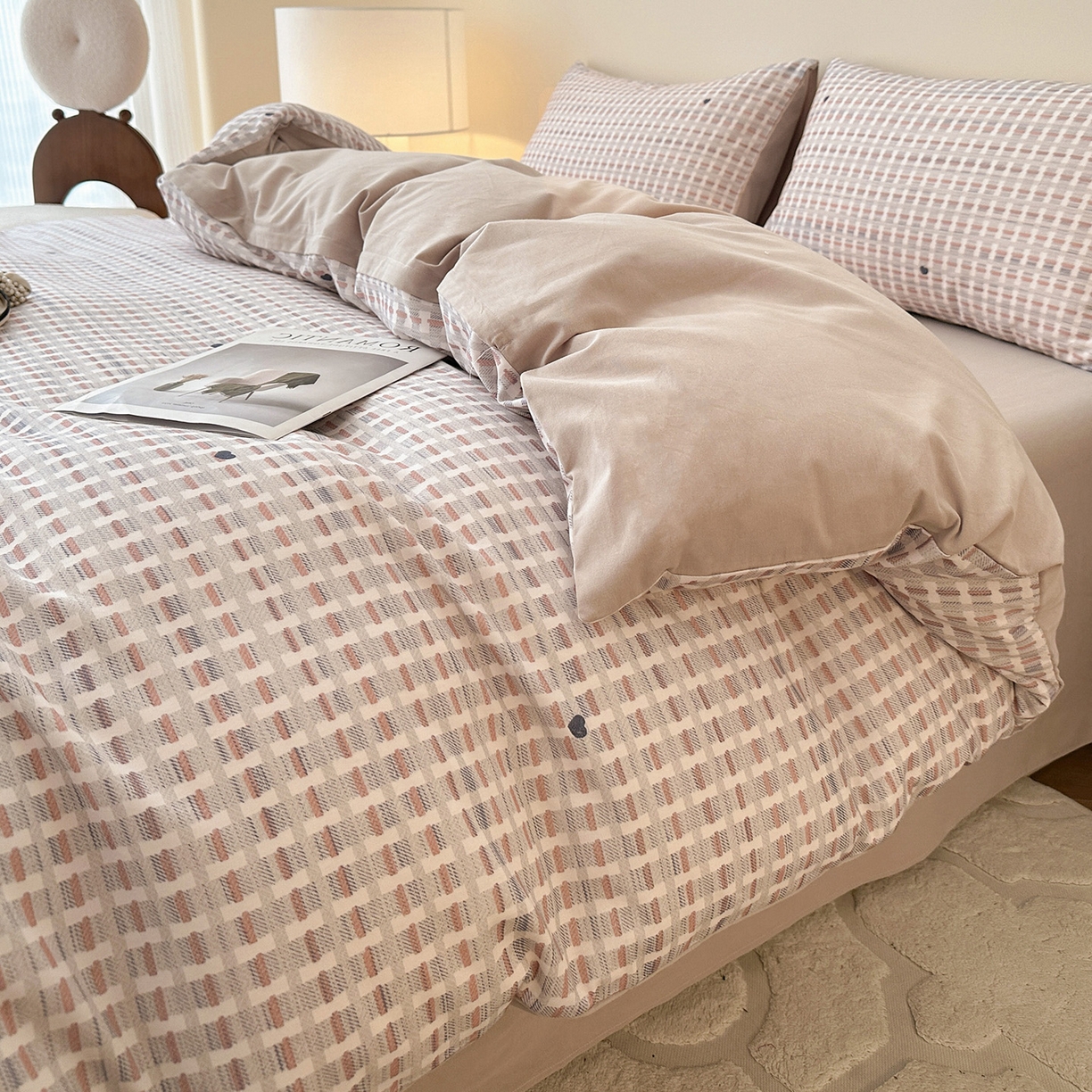 91家纺网 家纺一手货源 找家纺 捌月 2025新款A类数码印花北欧风全棉加厚磨毛四件套直播新品 瑞丽