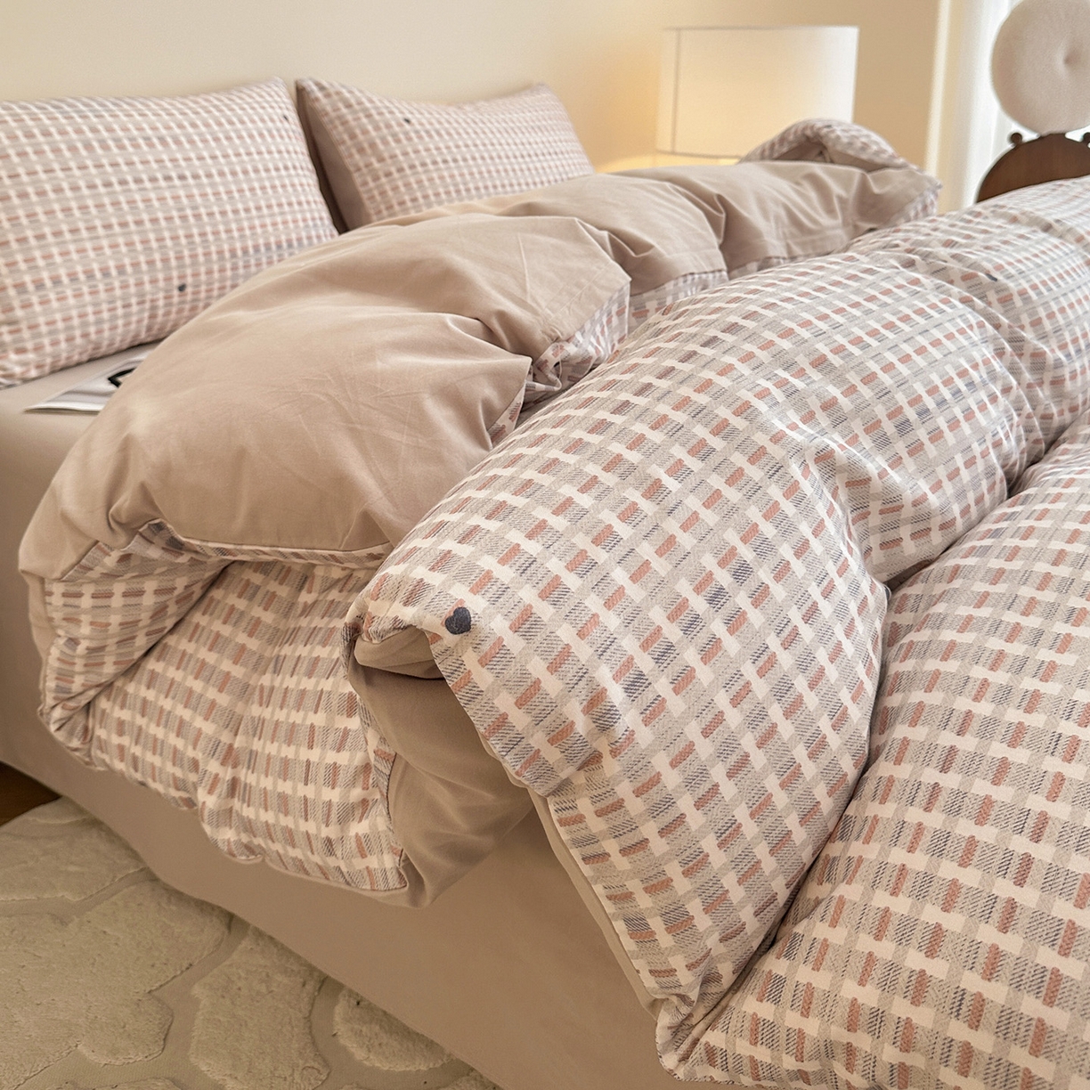 91家纺网 家纺一手货源 找家纺 捌月 2025新款A类数码印花北欧风全棉加厚磨毛四件套直播新品 瑞丽