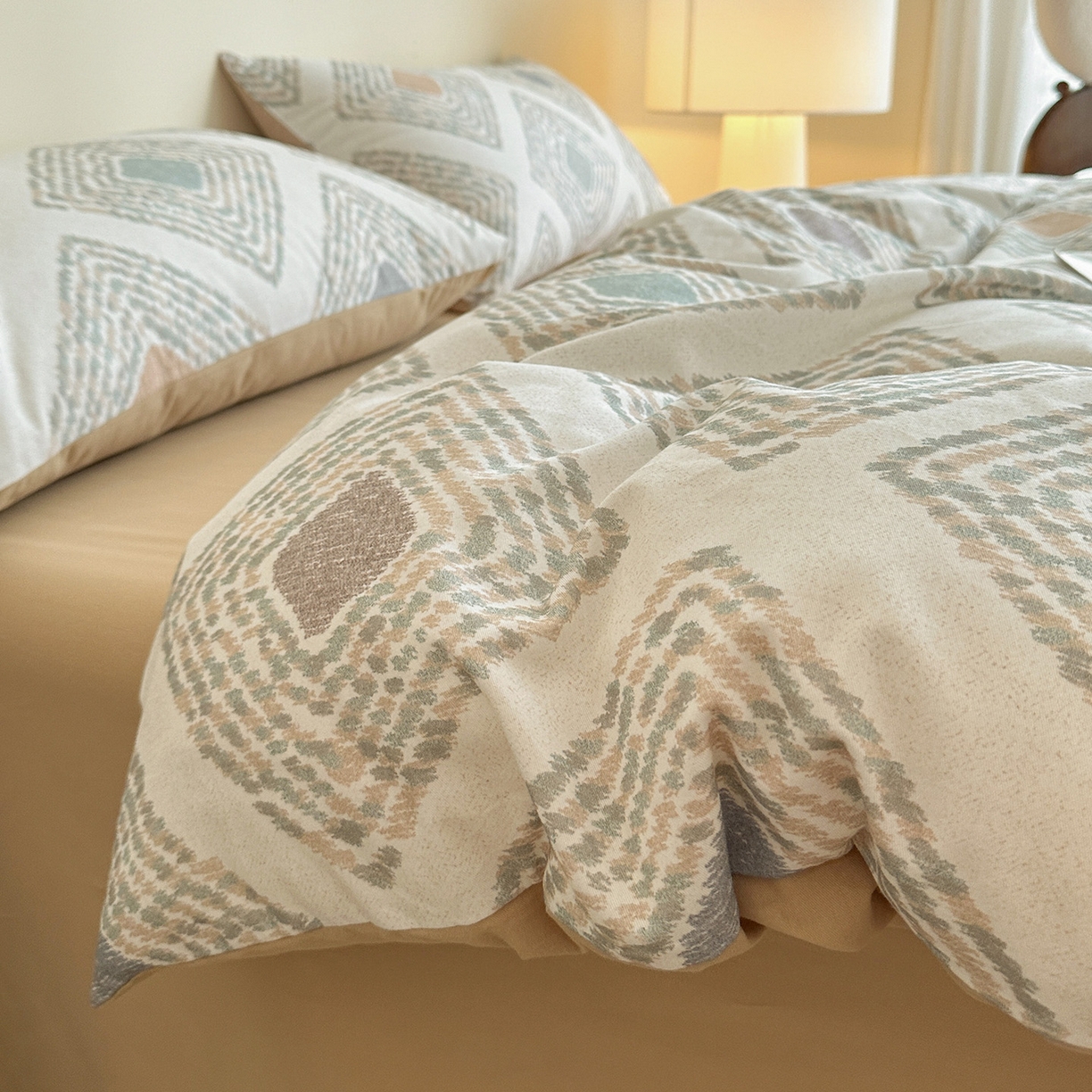 捌月 2025新款A类数码印花北欧风全棉加厚磨毛四件套直播新品 贝拉