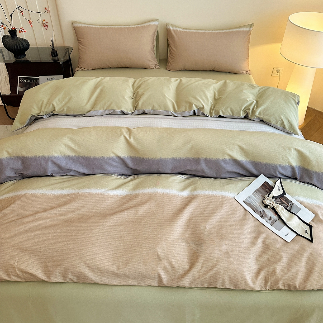 91家纺网 家纺一手货源 找家纺 捌月 2025新款A类数码印花北欧风全棉加厚磨毛四件套直播新品 吉赛尔