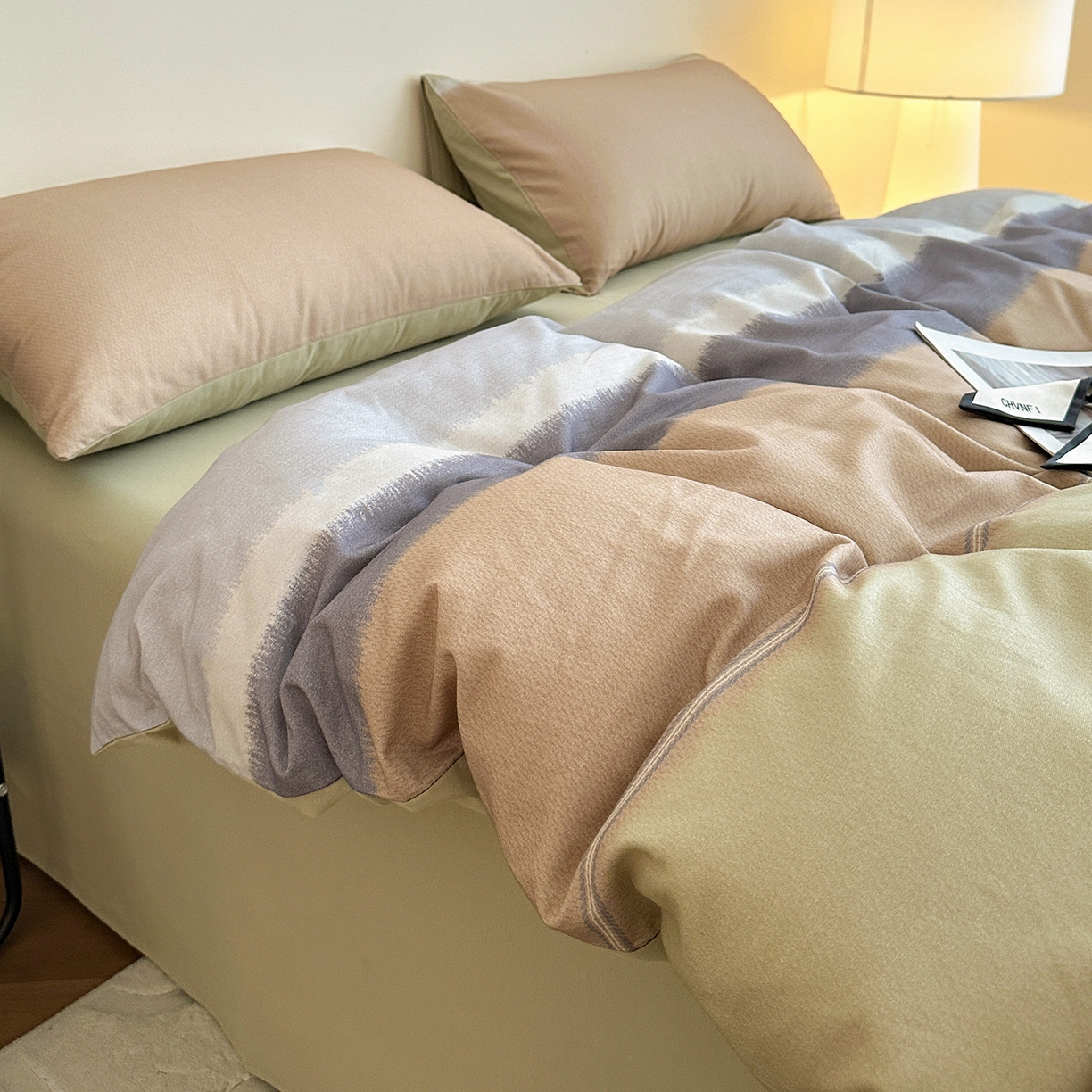 91家纺网 家纺一手货源 找家纺 捌月 2025新款A类数码印花北欧风全棉加厚磨毛四件套直播新品 吉赛尔