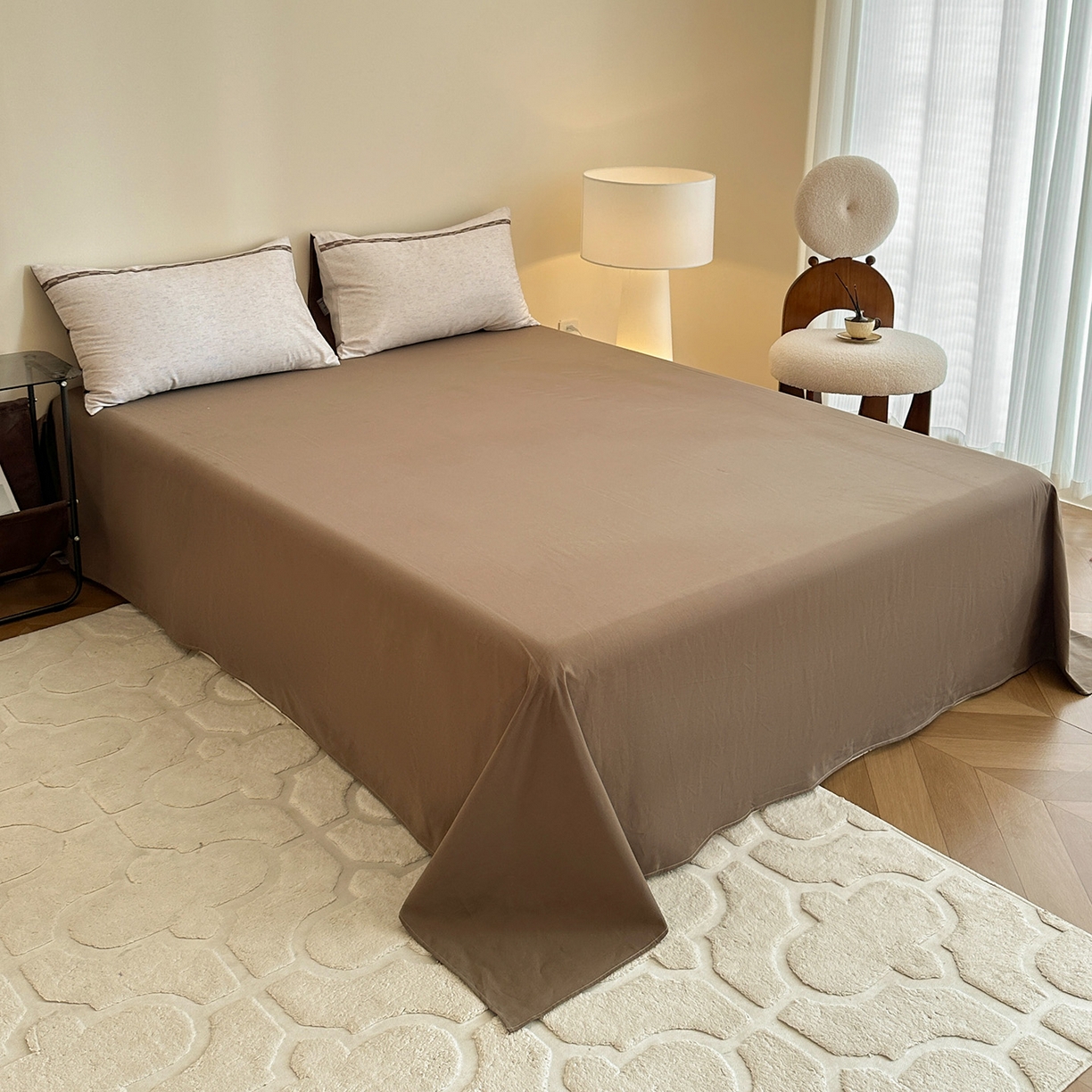 91家纺网 家纺一手货源 找家纺 捌月 2025新款A类数码印花北欧风全棉加厚磨毛四件套直播新品 卡米诺