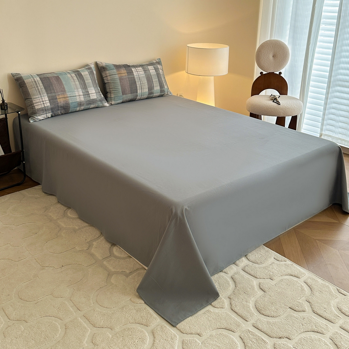 91家纺网 家纺一手货源 找家纺 捌月 2025新款A类数码印花北欧风全棉加厚磨毛四件套直播新品 蓝蒂斯