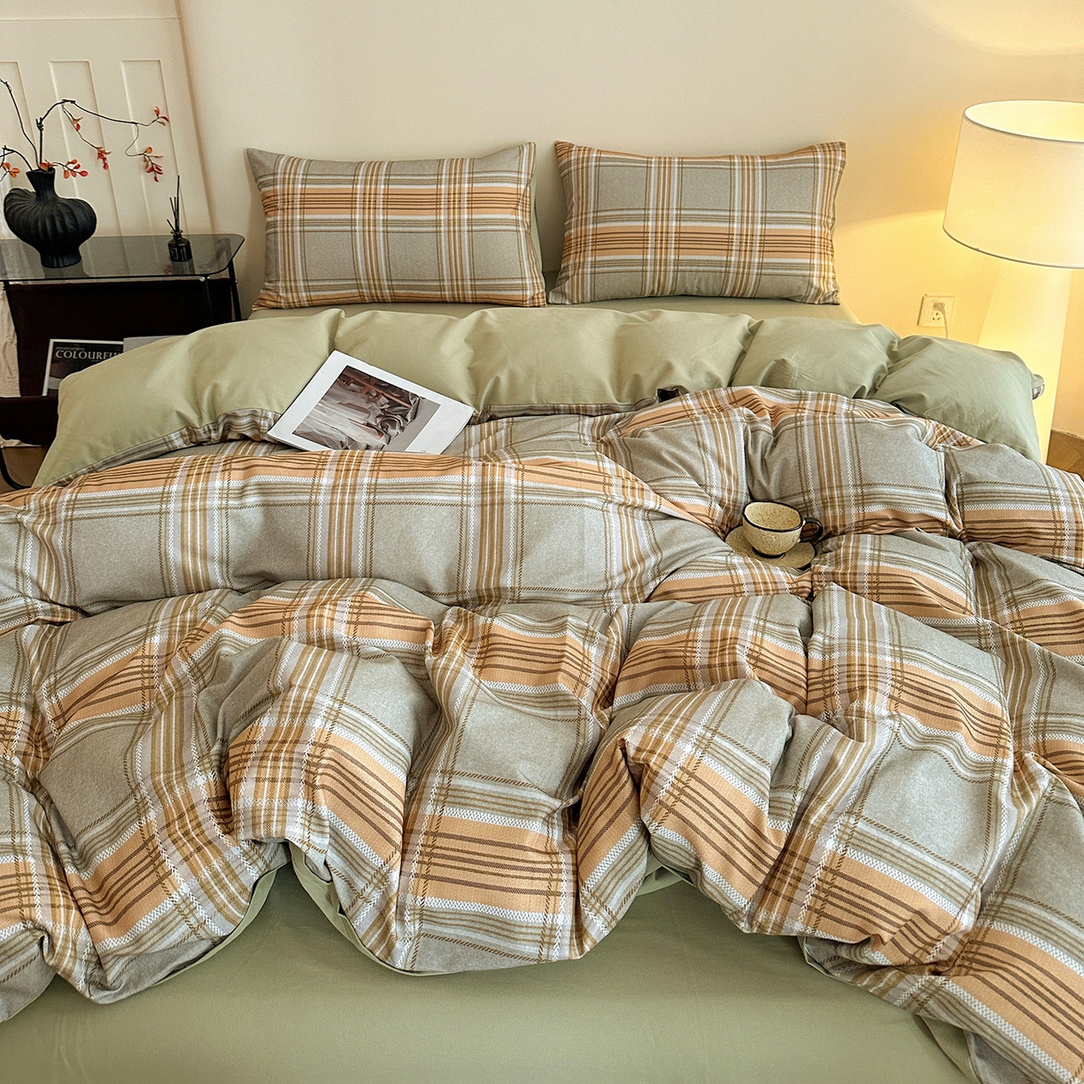 91家纺网 家纺一手货源 找家纺 捌月 2025新款A类数码印花北欧风全棉加厚磨毛四件套直播新品 罗迪