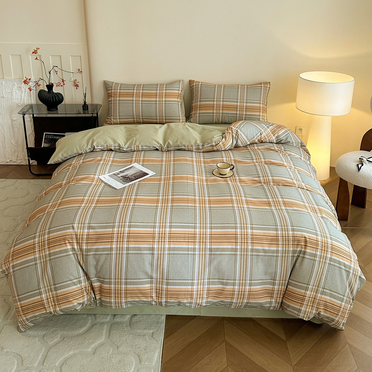 91家纺网 家纺一手货源 找家纺 捌月 2025新款A类数码印花北欧风全棉加厚磨毛四件套直播新品 罗迪