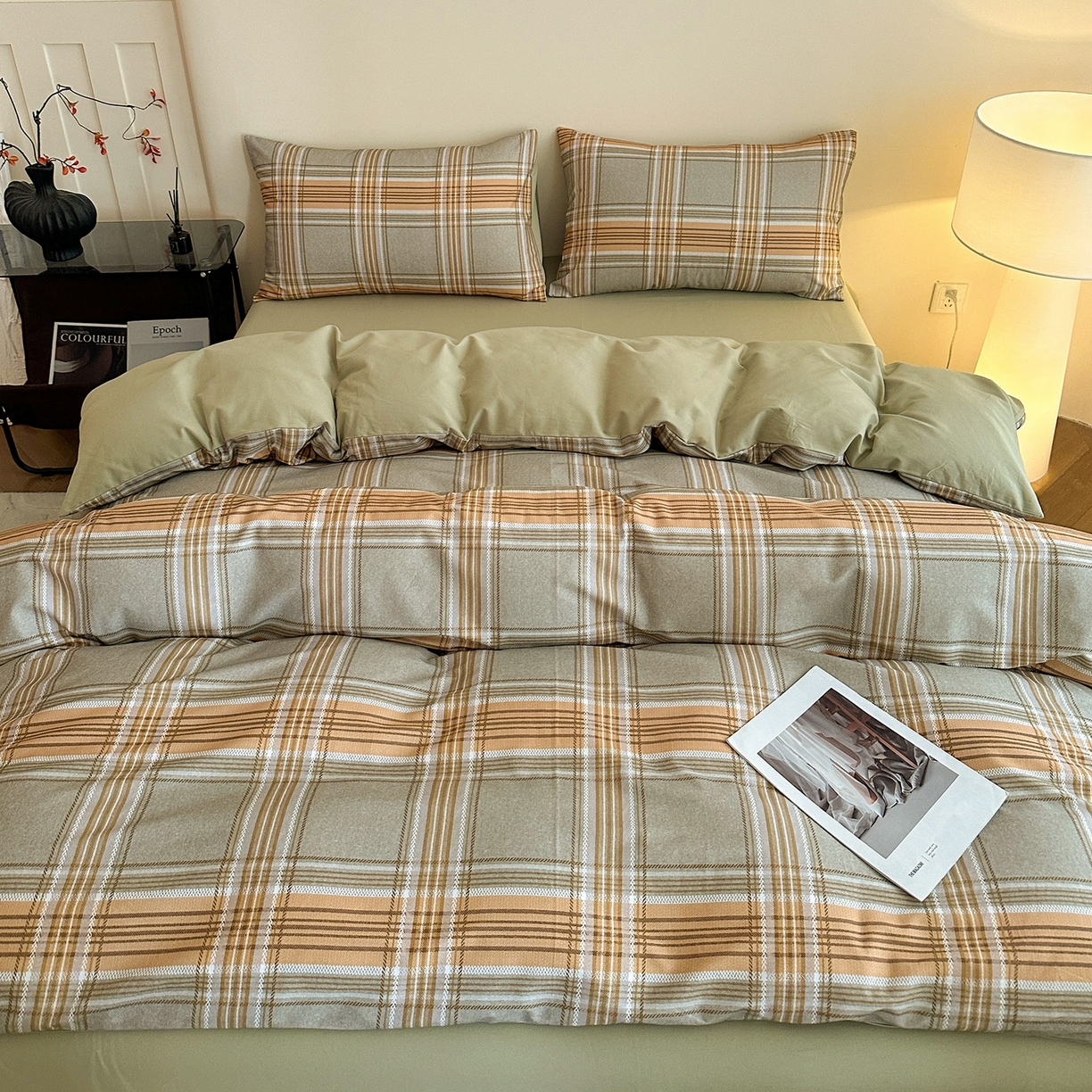 91家纺网 家纺一手货源 找家纺 捌月 2025新款A类数码印花北欧风全棉加厚磨毛四件套直播新品 罗迪