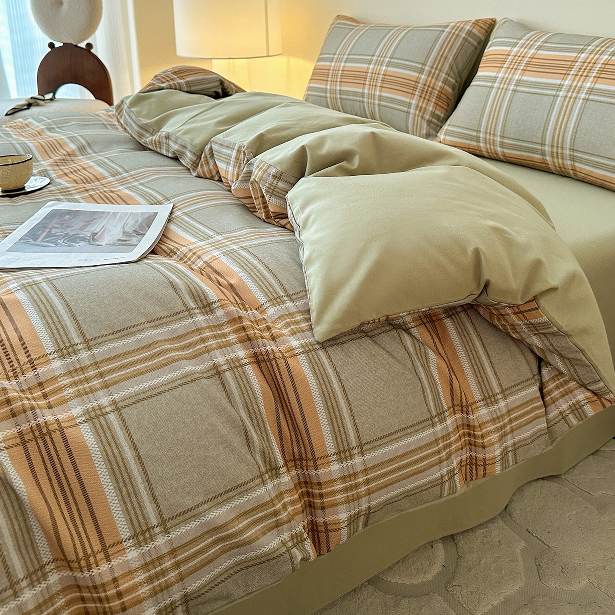 91家纺网 家纺一手货源 找家纺 捌月 2025新款A类数码印花北欧风全棉加厚磨毛四件套直播新品 罗迪