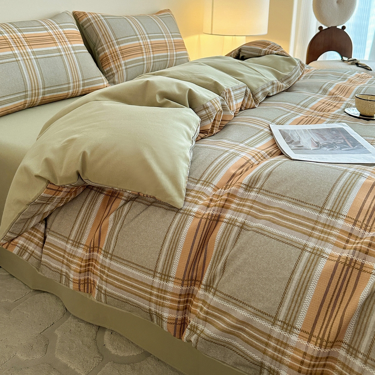 91家纺网 家纺一手货源 找家纺 捌月 2025新款A类数码印花北欧风全棉加厚磨毛四件套直播新品 罗迪