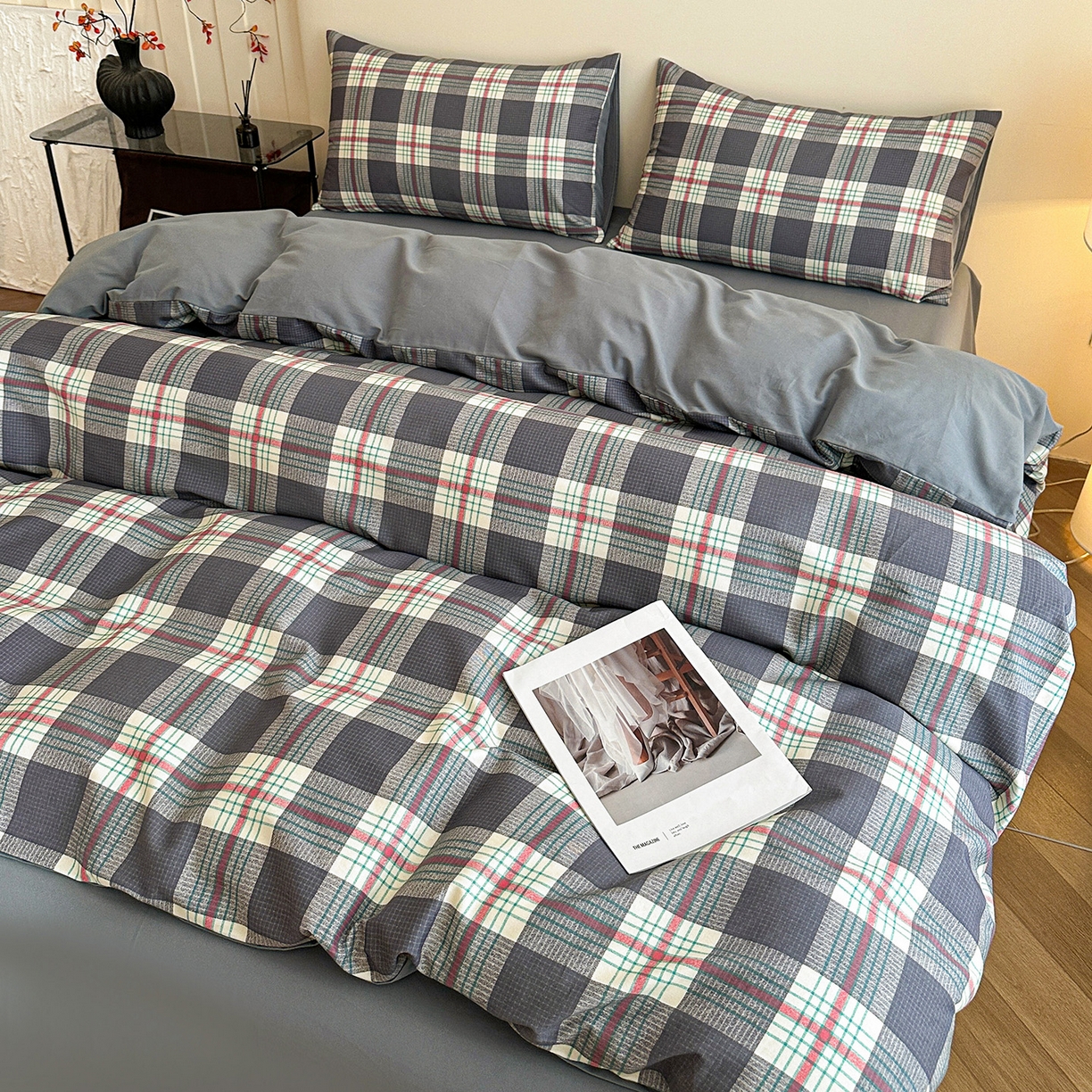 91家纺网 家纺一手货源 找家纺 （总）捌月 2025新款A类数码印花北欧风全棉加厚磨毛四件套直播新品