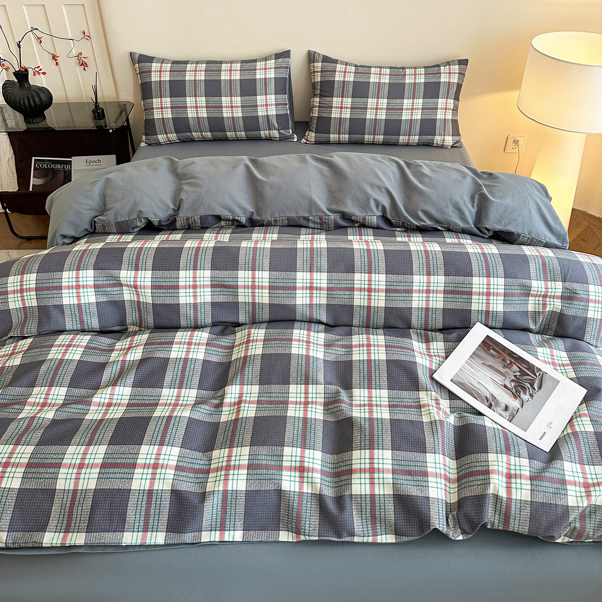 91家纺网 家纺一手货源 找家纺 （总）捌月 2025新款A类数码印花北欧风全棉加厚磨毛四件套直播新品