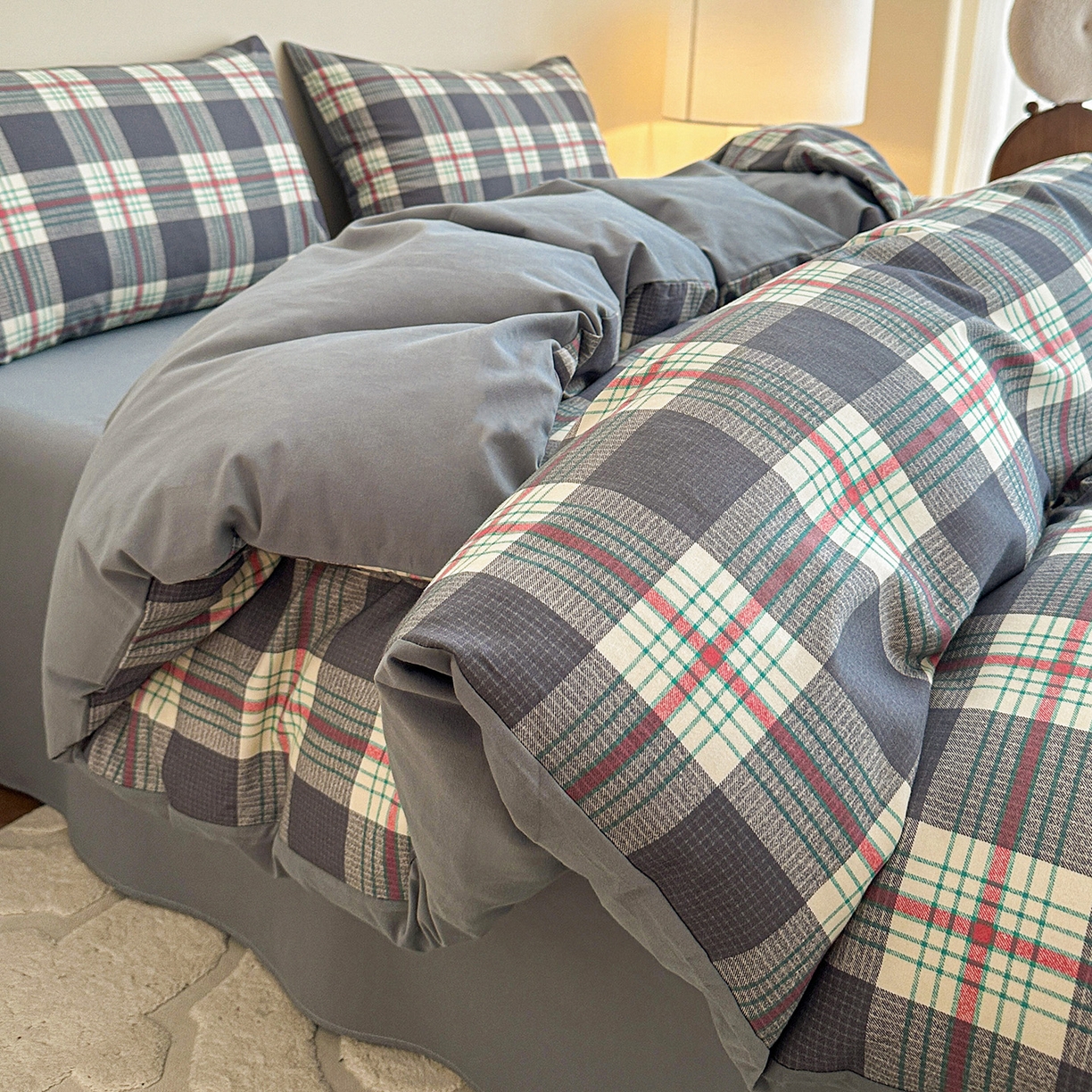 91家纺网 家纺一手货源 找家纺 （总）捌月 2025新款A类数码印花北欧风全棉加厚磨毛四件套直播新品