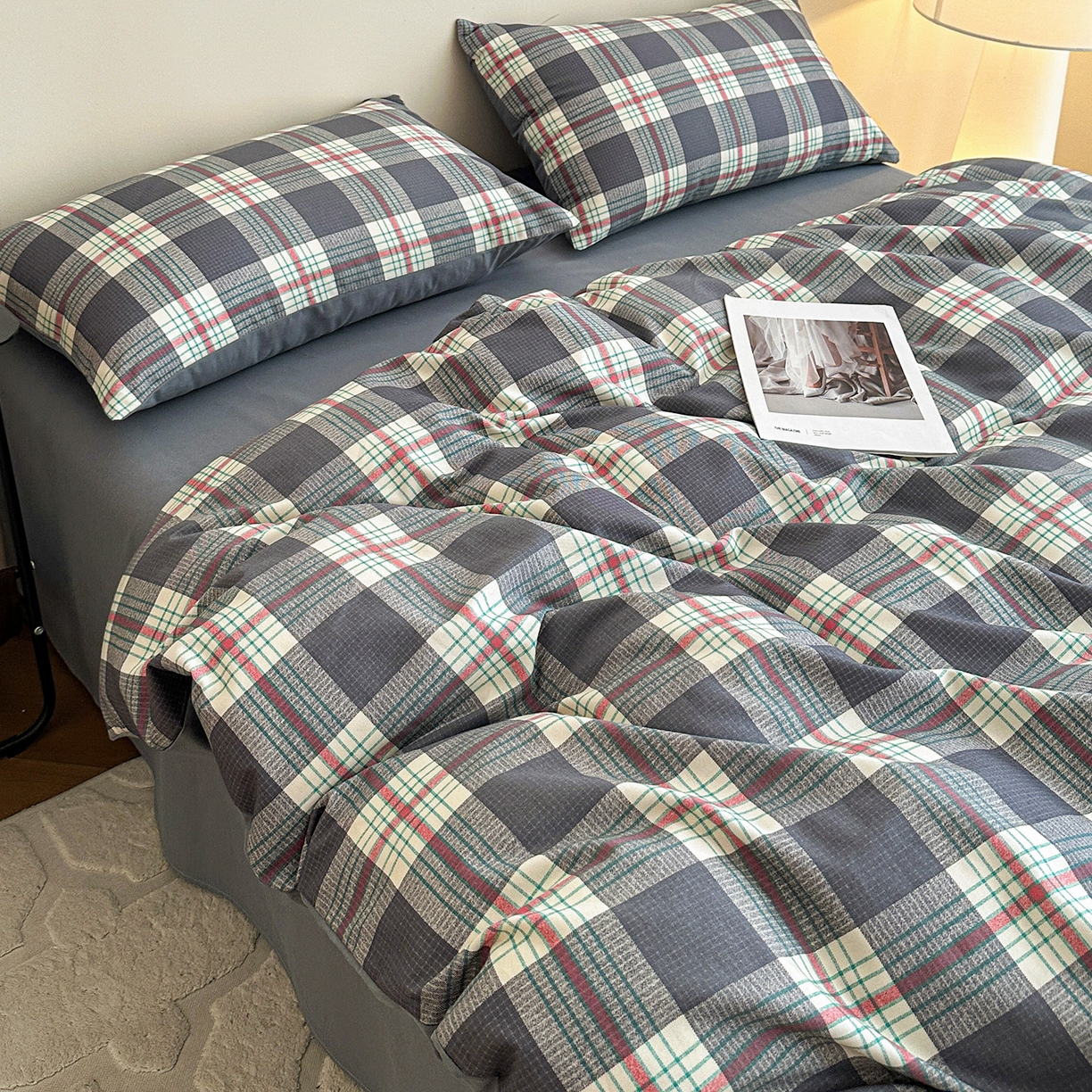 91家纺网 家纺一手货源 找家纺 （总）捌月 2025新款A类数码印花北欧风全棉加厚磨毛四件套直播新品