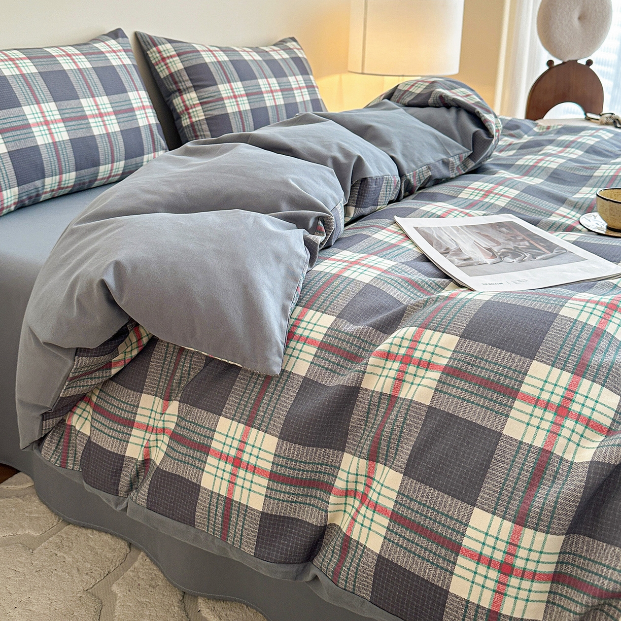 91家纺网 家纺一手货源 找家纺 （总）捌月 2025新款A类数码印花北欧风全棉加厚磨毛四件套直播新品