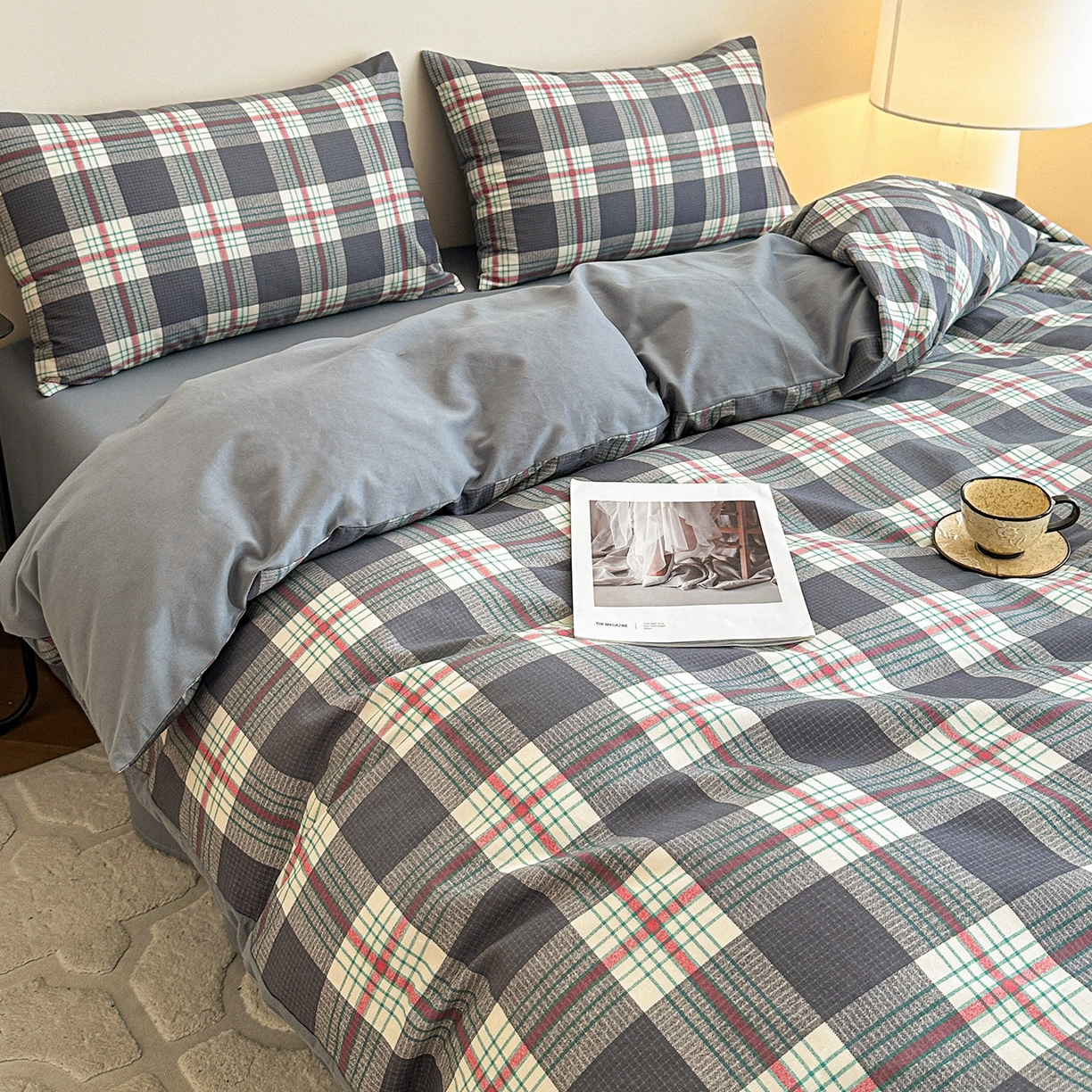 91家纺网 家纺一手货源 找家纺 （总）捌月 2025新款A类数码印花北欧风全棉加厚磨毛四件套直播新品