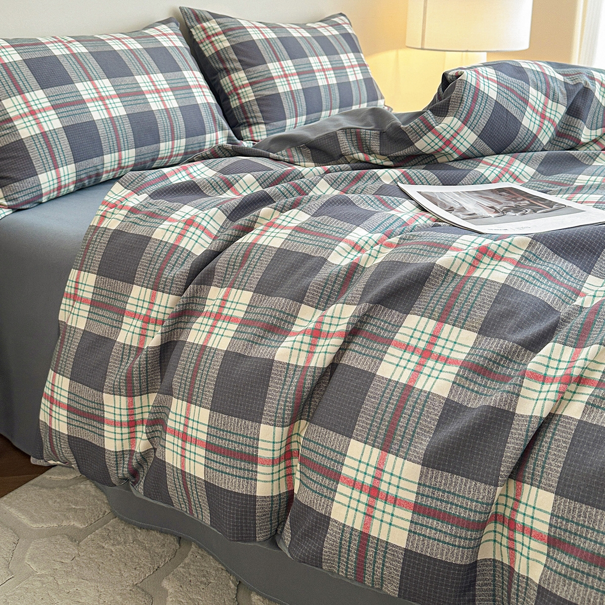 91家纺网 家纺一手货源 找家纺 （总）捌月 2025新款A类数码印花北欧风全棉加厚磨毛四件套直播新品