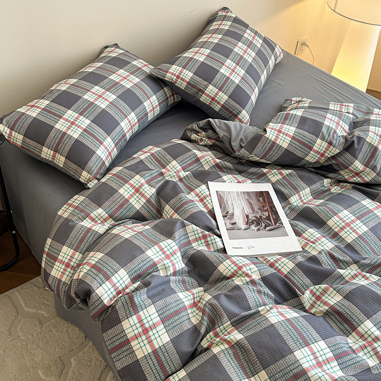 91家纺网 家纺一手货源 找家纺 （总）捌月 2025新款A类数码印花北欧风全棉加厚磨毛四件套直播新品