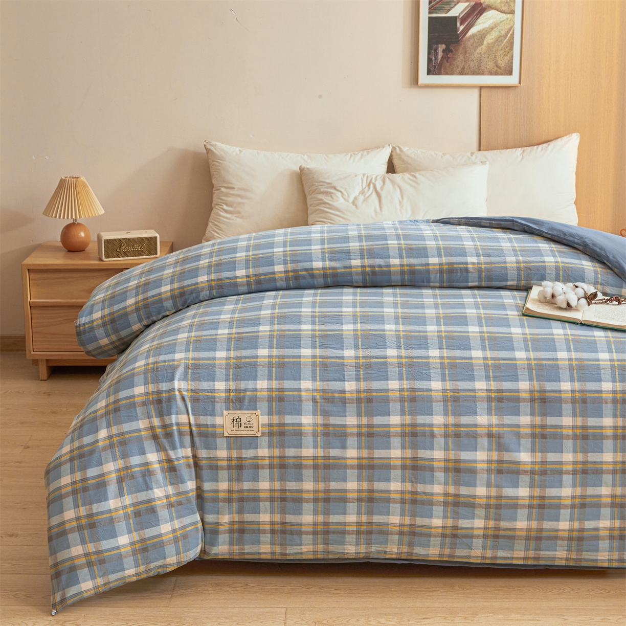 91家纺网 家纺一手货源 找家纺 梵蒂莎 2025新款可拆卸棉花被（场景1） 素格晴蓝