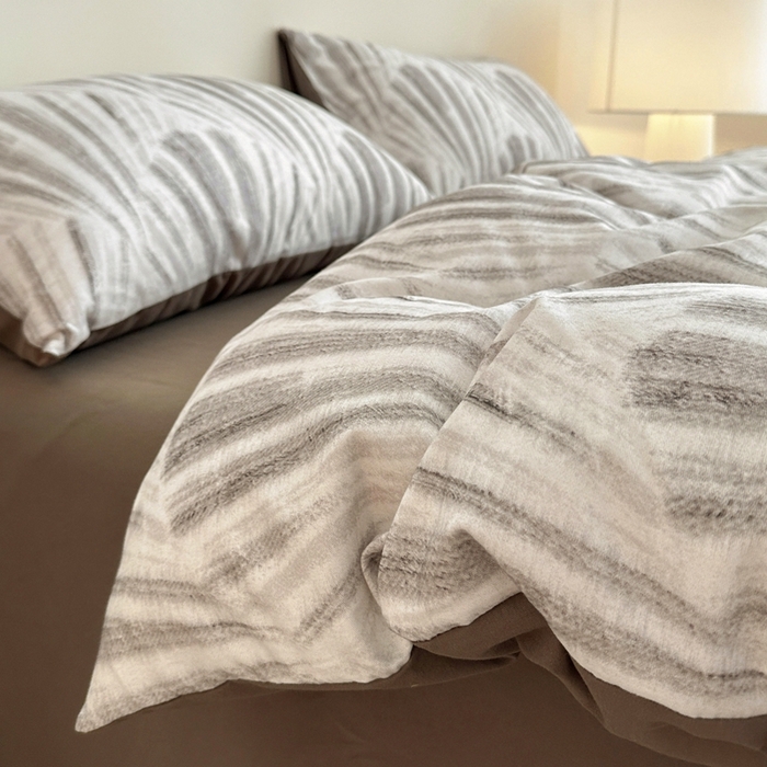 捌月 2025新款A类数码印花北欧风全棉加厚磨毛四件套直播新品 莫奈