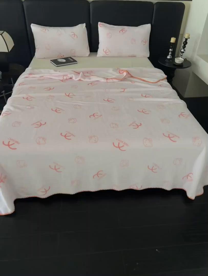 91家纺网 家纺一手货源 找家纺 楼兰公主 2025新款潮牌三角针贝壳绣盖毯毛毯系列 橘猫