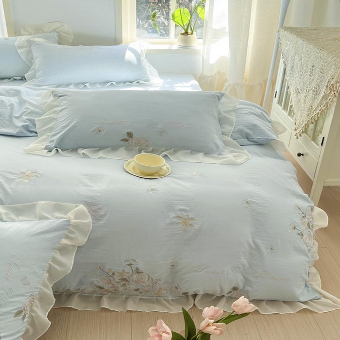 91家纺网 家纺一手货源 找家纺 （总）AB家纺2025新款 水洗棉绣花四件套