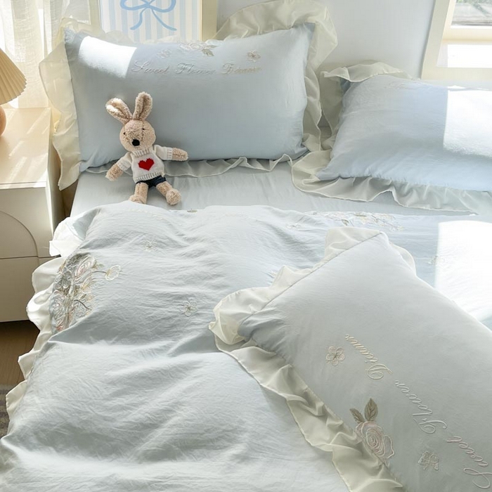 91家纺网 家纺一手货源 找家纺 （总）AB家纺2025新款 水洗棉绣花四件套