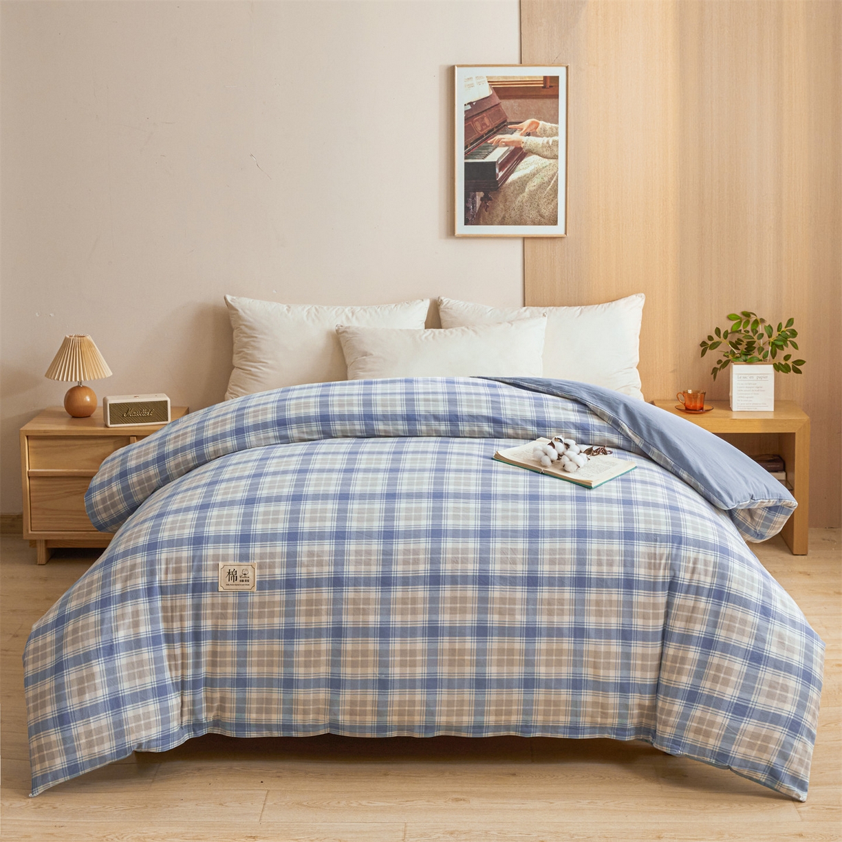 91家纺网 家纺一手货源 找家纺 梵蒂莎 2025新款可拆卸棉花被（场景1） 浅海絮格