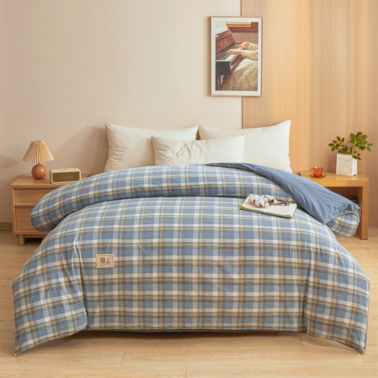 91家纺网 家纺一手货源 找家纺 梵蒂莎 2025新款可拆卸棉花被（场景1） 素格晴蓝