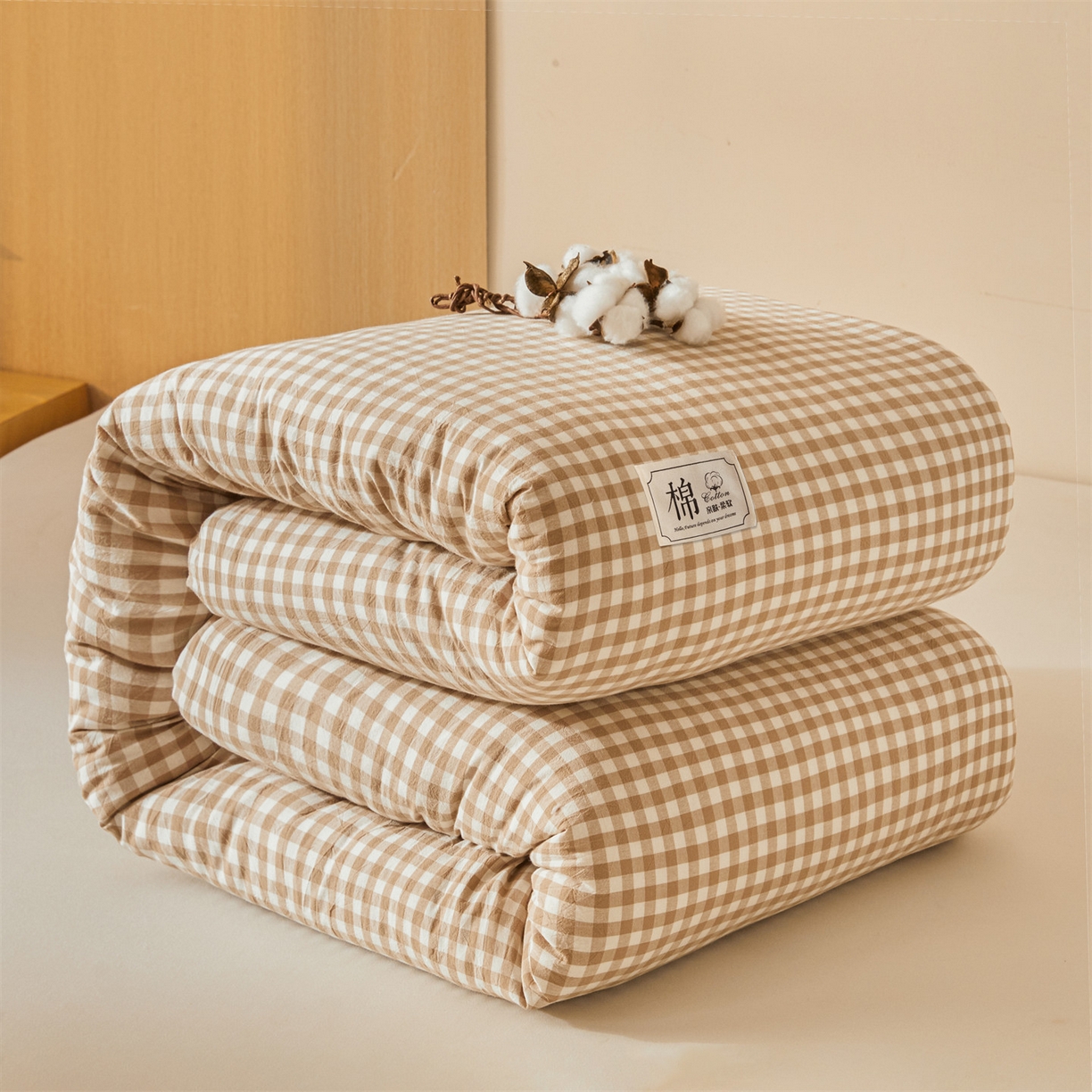梵蒂莎 2025新款可拆卸棉花被（场景1） 棕格漫调