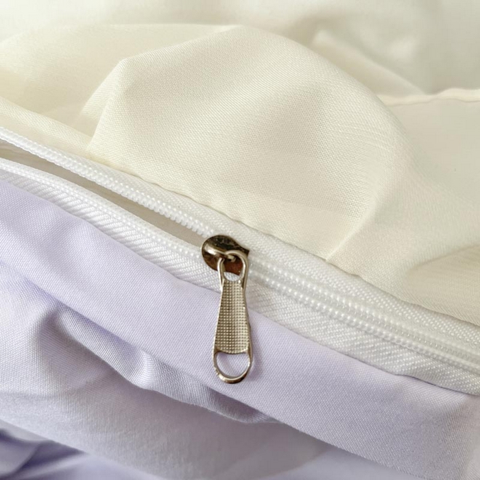 91家纺网 家纺一手货源 找家纺 AB家纺2025新款 水洗棉绣花四件套 依兰梦 浅紫白