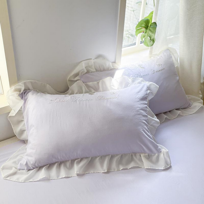 91家纺网 家纺一手货源 找家纺 AB家纺2025新款 水洗棉绣花四件套 依兰梦 香芋紫