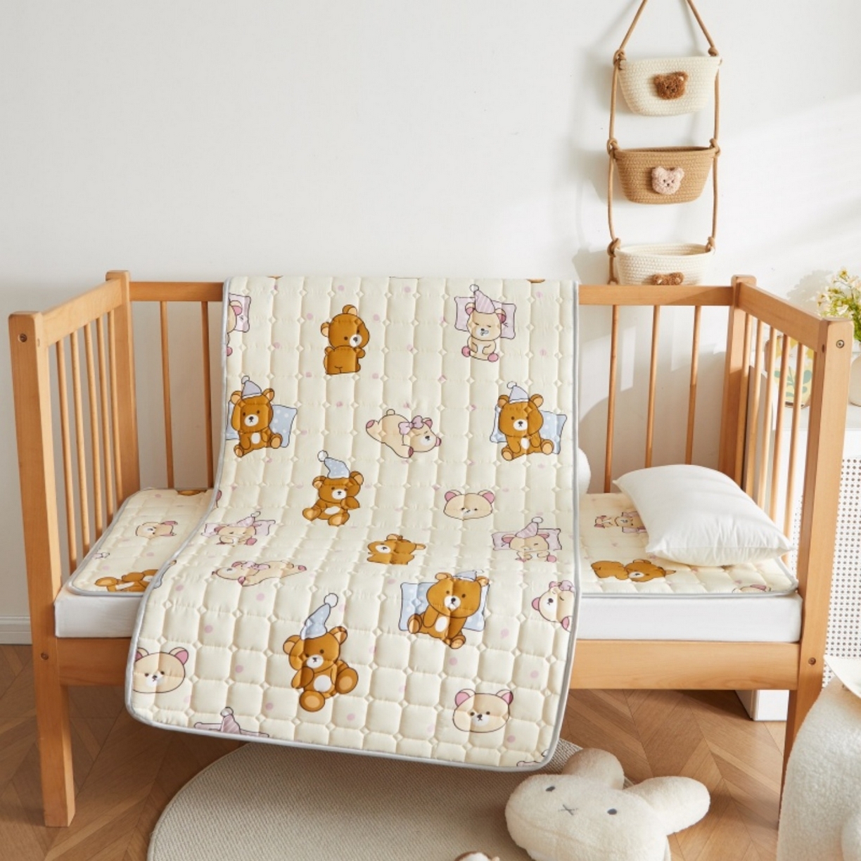 91家纺网 家纺一手货源 找家纺 奇丝雅 2025新款A类全棉棉花婴儿薄床垫幼儿园床褥子儿童专用小宝宝拼接四季通用午睡垫被午托入学 棉花填充-熊熊枕边语-全棉款