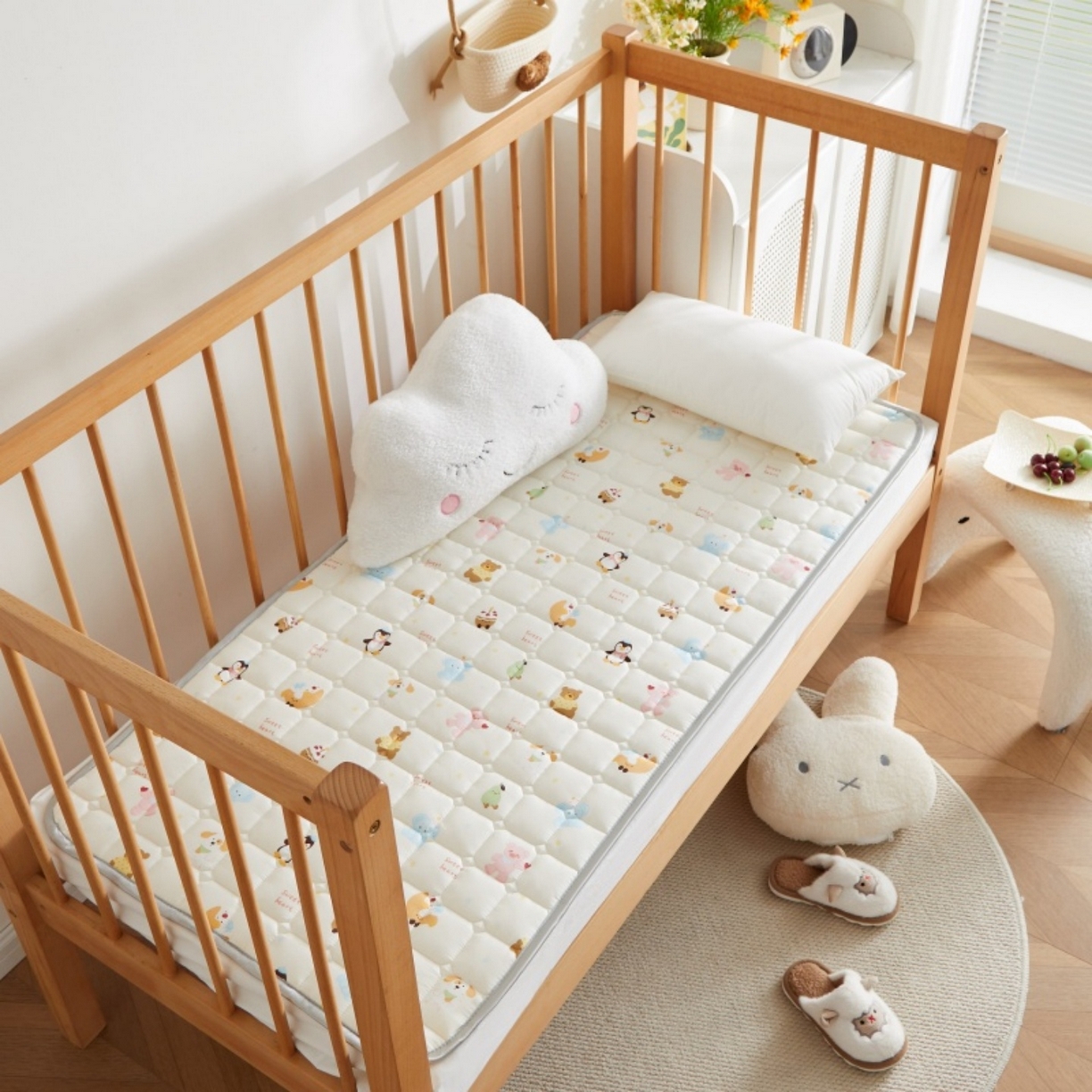 奇丝雅 2025新款A类全棉棉花婴儿薄床垫幼儿园床褥子儿童专用小宝宝拼接四季通用午睡垫被午托入学 棉花填充-面包乐园-全棉款