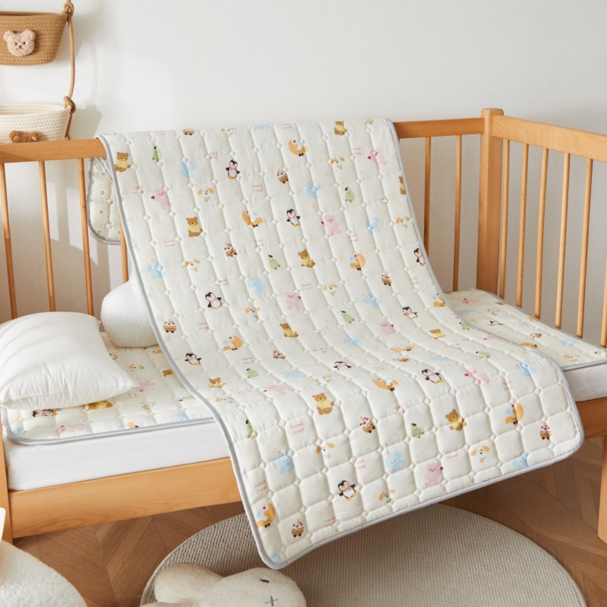 91家纺网 家纺一手货源 找家纺 奇丝雅 2025新款A类全棉棉花婴儿薄床垫幼儿园床褥子儿童专用小宝宝拼接四季通用午睡垫被午托入学 棉花填充-面包乐园-全棉款