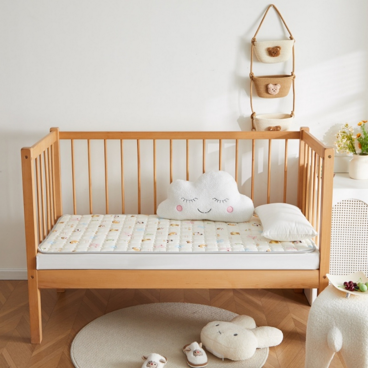 91家纺网 家纺一手货源 找家纺 奇丝雅 2025新款A类全棉棉花婴儿薄床垫幼儿园床褥子儿童专用小宝宝拼接四季通用午睡垫被午托入学 棉花填充-面包乐园-全棉款