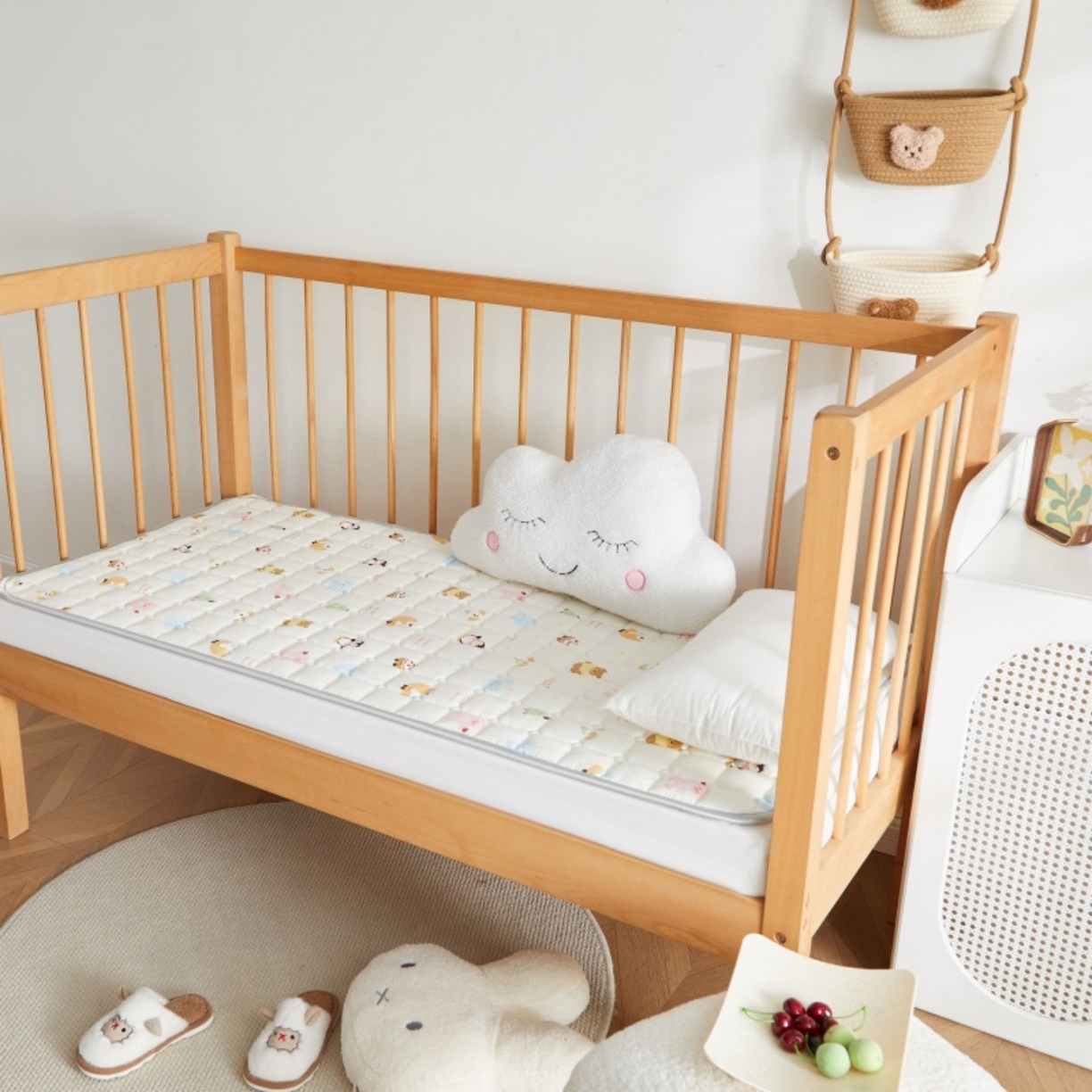 91家纺网 家纺一手货源 找家纺 奇丝雅 2025新款A类全棉棉花婴儿薄床垫幼儿园床褥子儿童专用小宝宝拼接四季通用午睡垫被午托入学 棉花填充-面包乐园-全棉款