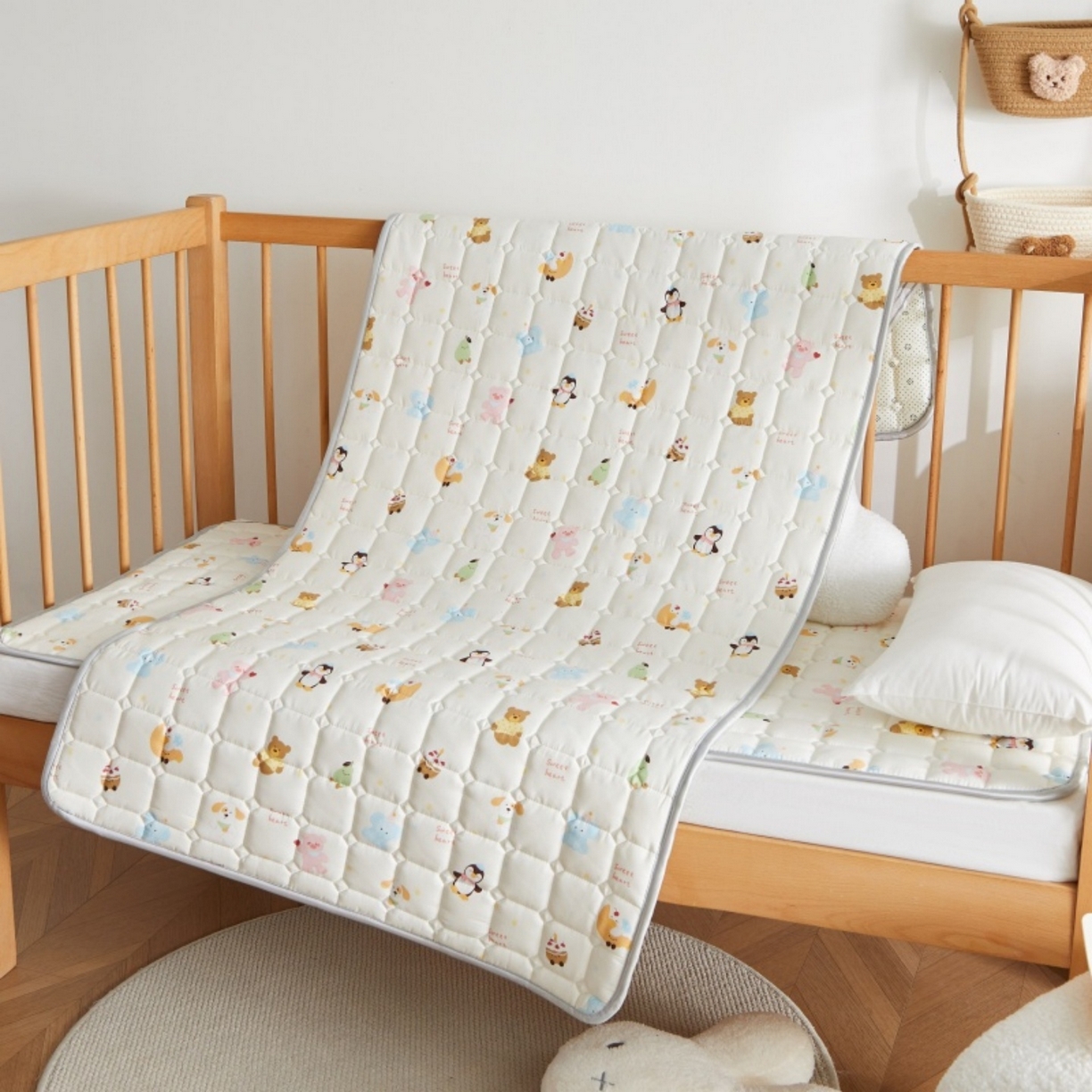 91家纺网 家纺一手货源 找家纺 奇丝雅 2025新款A类全棉棉花婴儿薄床垫幼儿园床褥子儿童专用小宝宝拼接四季通用午睡垫被午托入学 棉花填充-面包乐园-全棉款