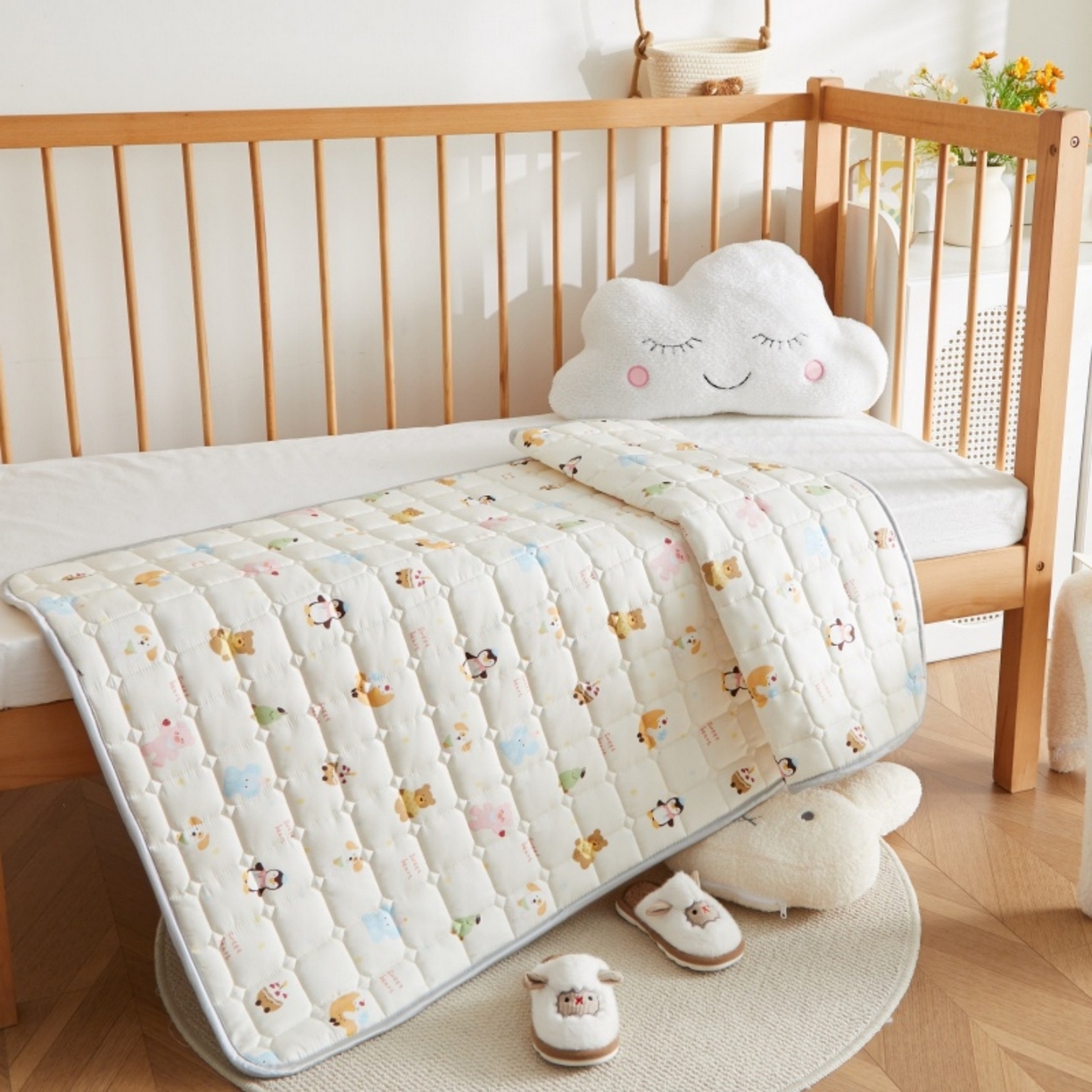 91家纺网 家纺一手货源 找家纺 奇丝雅 2025新款A类全棉棉花婴儿薄床垫幼儿园床褥子儿童专用小宝宝拼接四季通用午睡垫被午托入学 棉花填充-面包乐园-全棉款