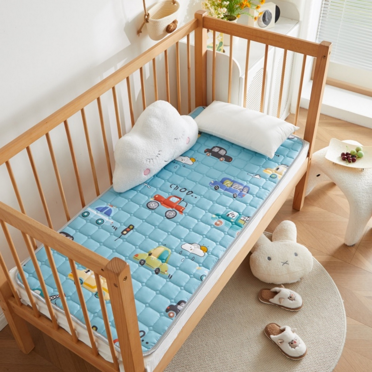 奇丝雅 2025新款A类全棉棉花婴儿薄床垫幼儿园床褥子儿童专用小宝宝拼接四季通用午睡垫被午托入学 棉花填充-汽车乐园-全棉款