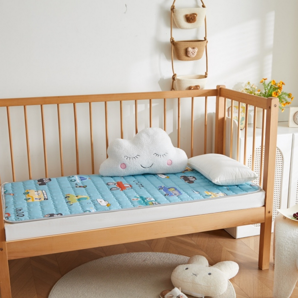 91家纺网 家纺一手货源 找家纺 奇丝雅 2025新款A类全棉棉花婴儿薄床垫幼儿园床褥子儿童专用小宝宝拼接四季通用午睡垫被午托入学 棉花填充-汽车乐园-全棉款