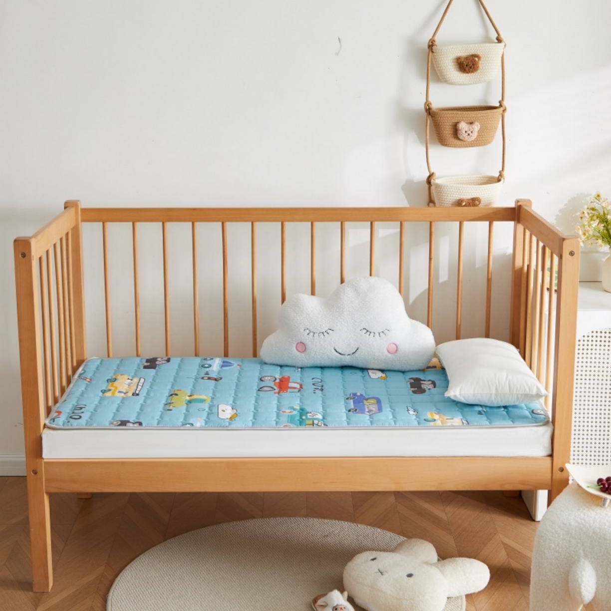 91家纺网 家纺一手货源 找家纺 奇丝雅 2025新款A类全棉棉花婴儿薄床垫幼儿园床褥子儿童专用小宝宝拼接四季通用午睡垫被午托入学 棉花填充-汽车乐园-全棉款