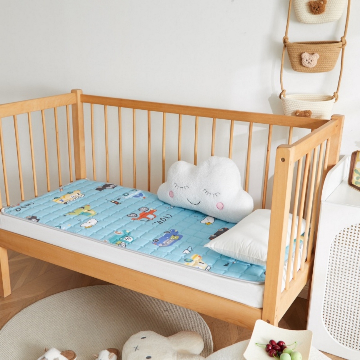 91家纺网 家纺一手货源 找家纺 奇丝雅 2025新款A类全棉棉花婴儿薄床垫幼儿园床褥子儿童专用小宝宝拼接四季通用午睡垫被午托入学 棉花填充-汽车乐园-全棉款