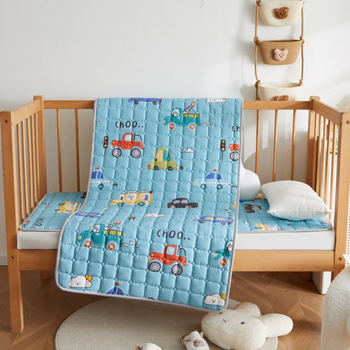 91家纺网 家纺一手货源 找家纺 奇丝雅 2025新款A类全棉棉花婴儿薄床垫幼儿园床褥子儿童专用小宝宝拼接四季通用午睡垫被午托入学 棉花填充-汽车乐园-全棉款